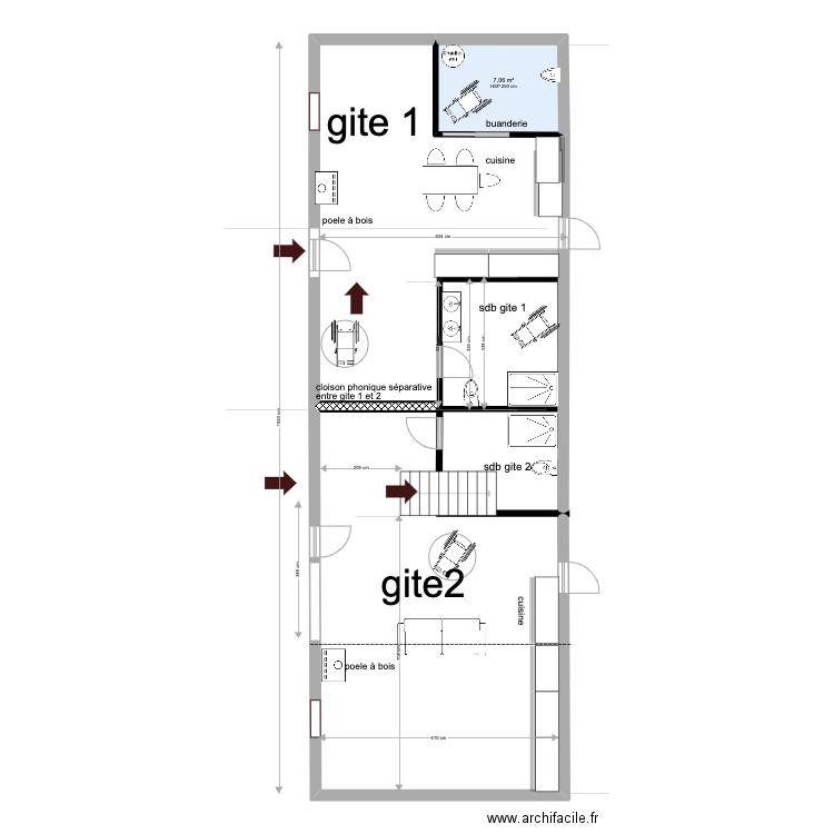 grange plouec du trieux . Plan de 1 pièce et 7 m2