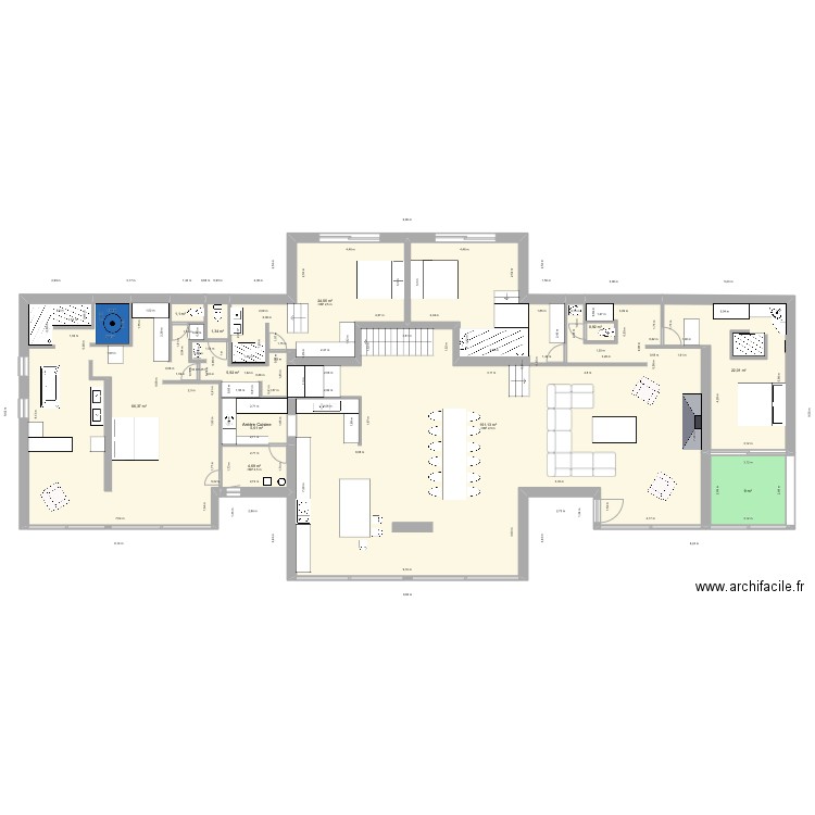 Roc 01. Plan de 11 pièces et 302 m2