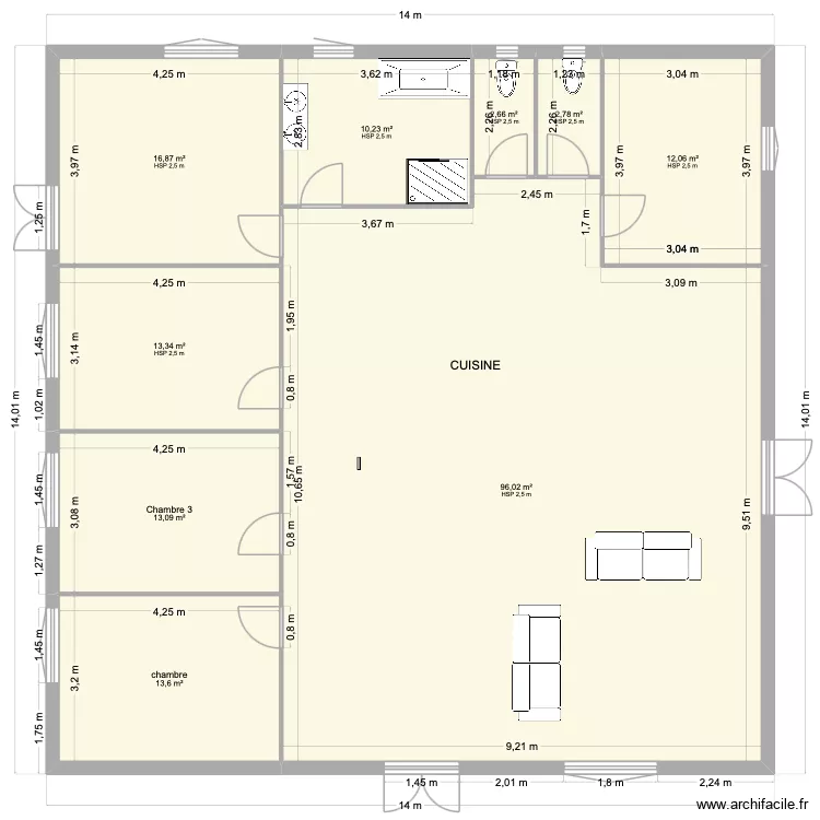 plan carre 12X12. Plan de 
