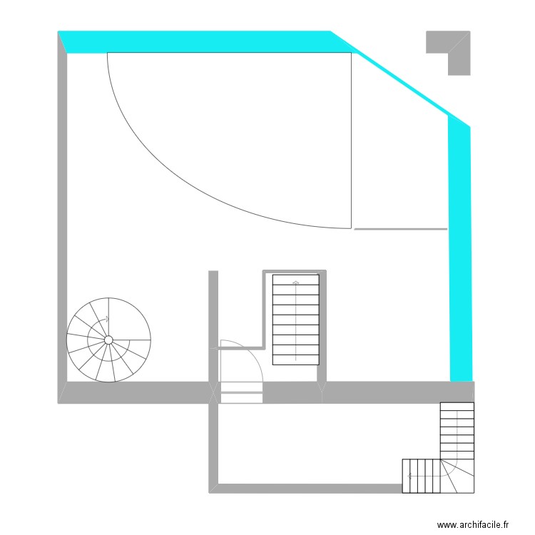 domic mezzanine. Plan de 2 pièces et 16 m2