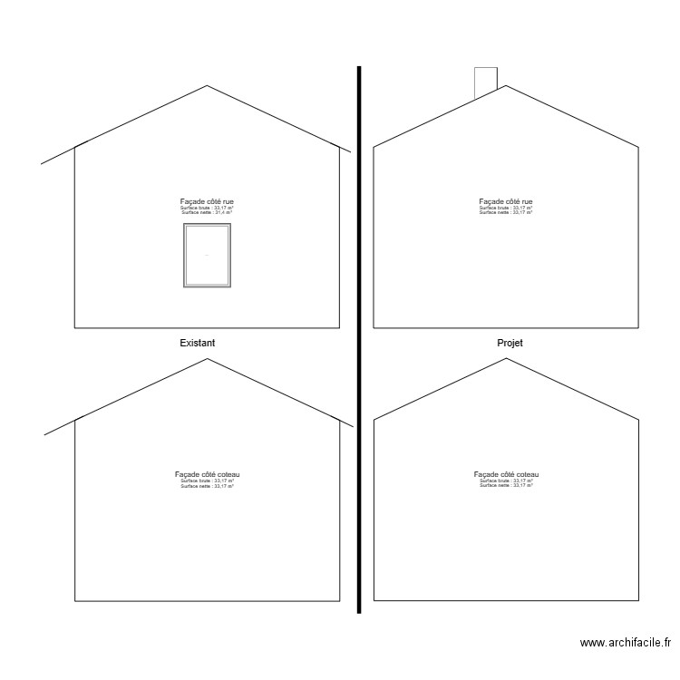 Façades pignons. Plan de 0 pièce et 0 m2