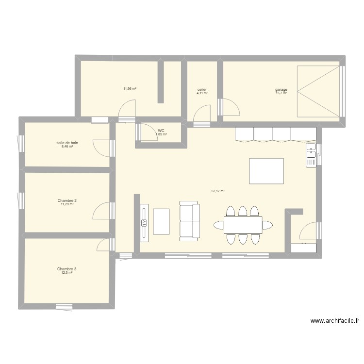 plan 3. Plan de 8 pièces et 118 m2