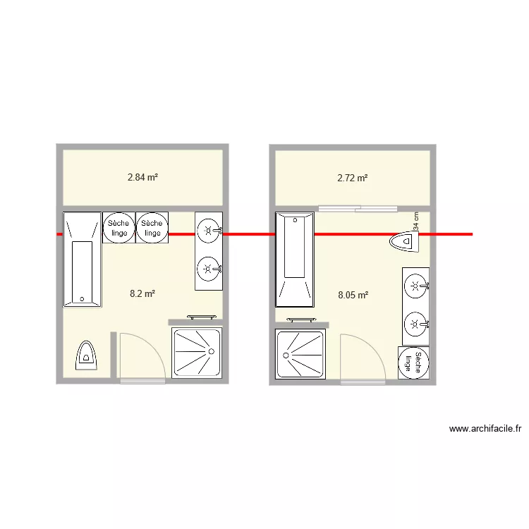 salle de bain. Plan de 