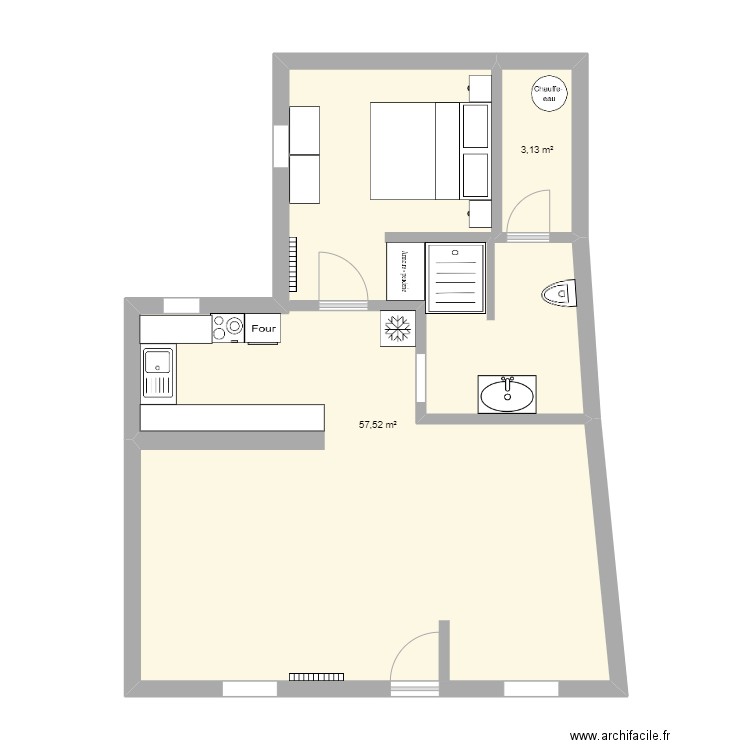 Appartement Curtillets. Plan de 2 pièces et 61 m2