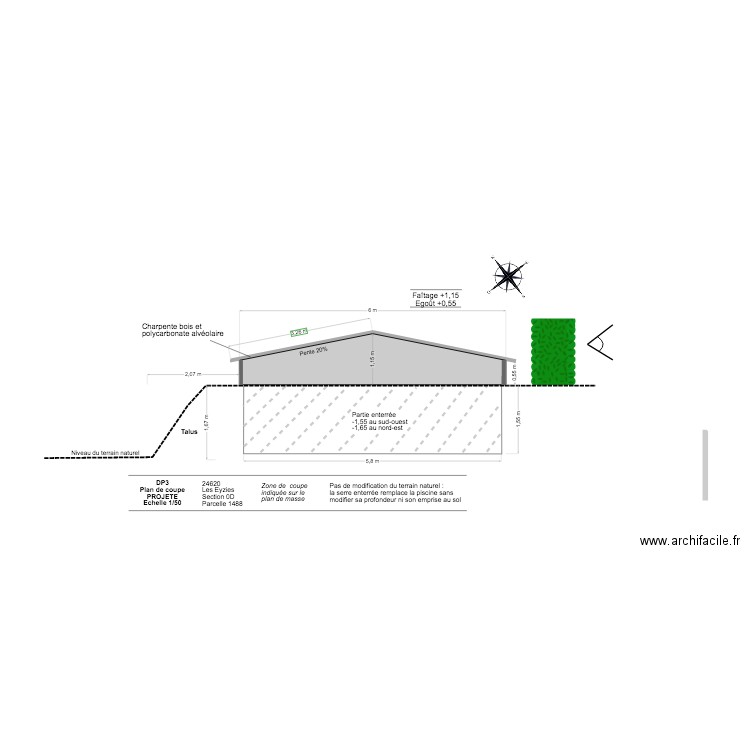 Plan de coupe. Plan de 0 pièce et 0 m2