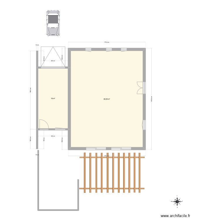 Maison Onnens. Plan de 2 pièces et 87 m2