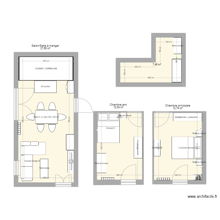 Appart Bezannes. Plan de 4 pièces et 60 m2