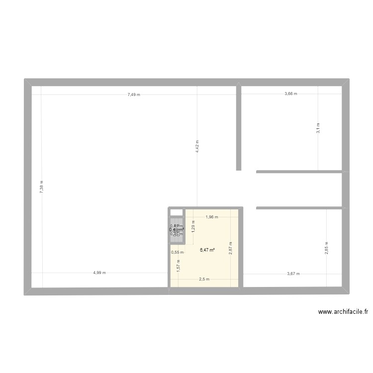 Plan Eton avec cote. Plan de 2 pièces et 7 m2