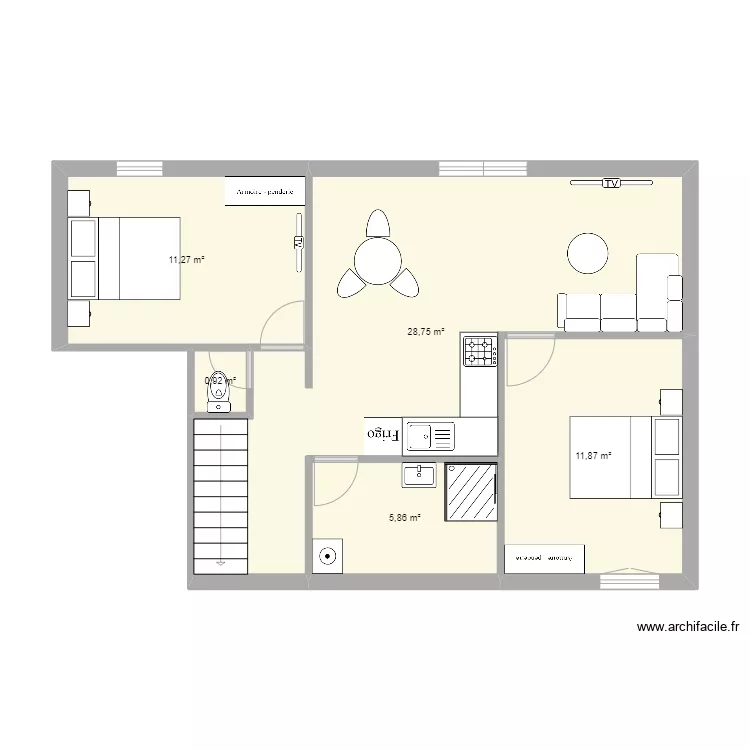 plan Apr&egrave;s travaux F3 Etage Trigu&egrave;res  2. Plan de 