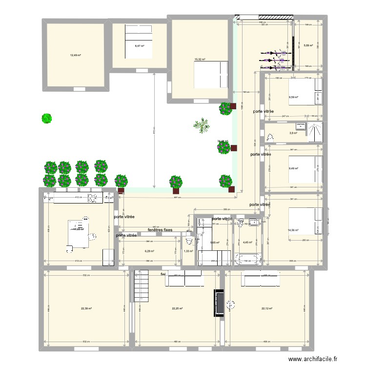 Noirmout v5. Plan de 18 pièces et 238 m2