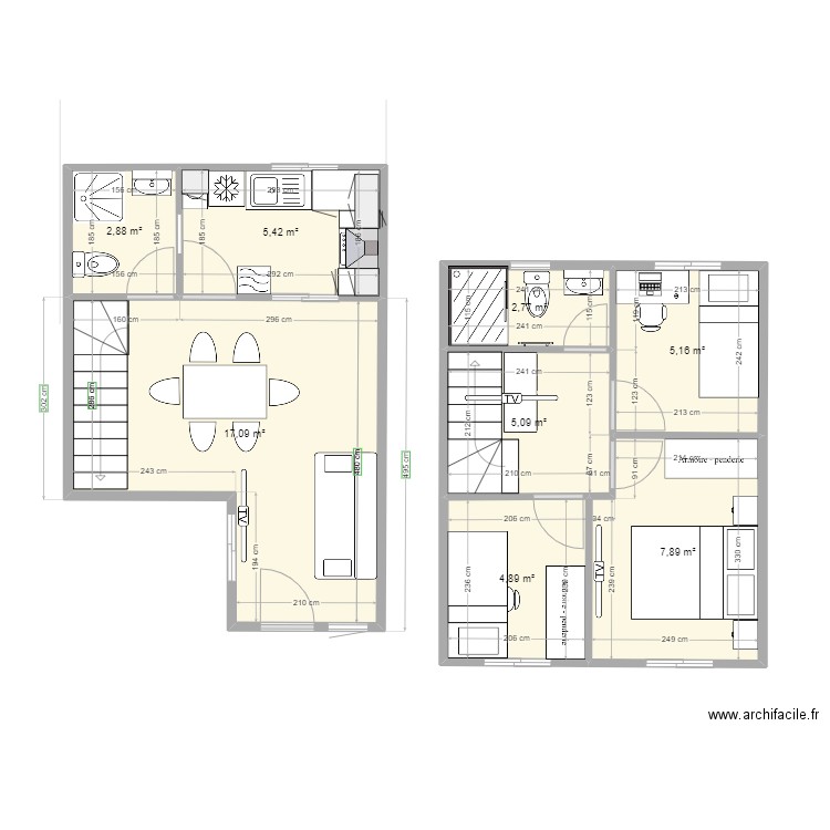 house_ph. Plan de 8 pièces et 51 m2