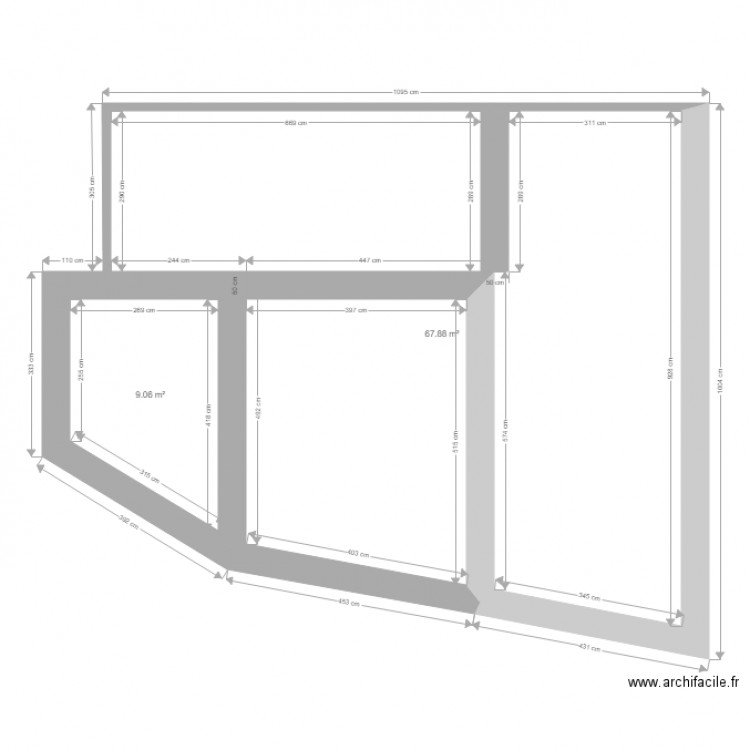 Dépendance actuel. Plan de 2 pièces et 77 m2