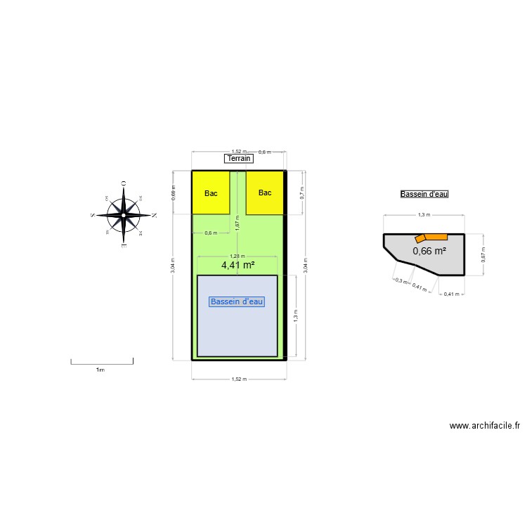 terrain pour tortue. Plan de 2 pièces et 5 m2