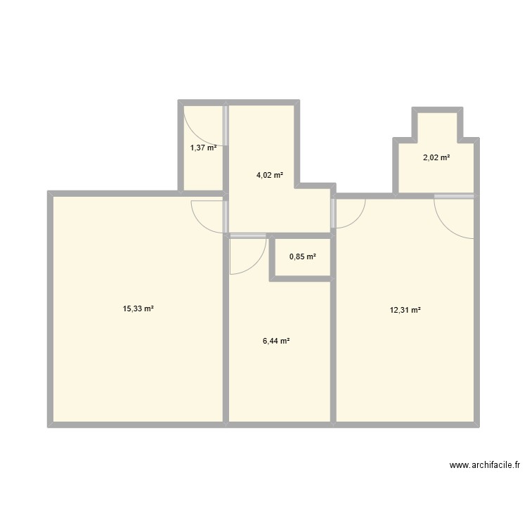 bart avant. Plan de 7 pièces et 42 m2