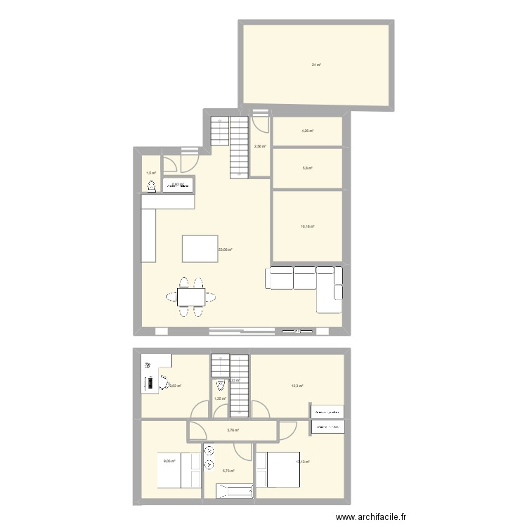 SOLLIES 2. Plan de 16 pièces et 160 m2