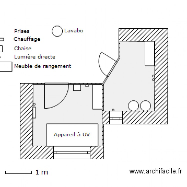 Plan de la cabine UV et du débarras (avant rénovation). Plan de 0 pièce et 0 m2