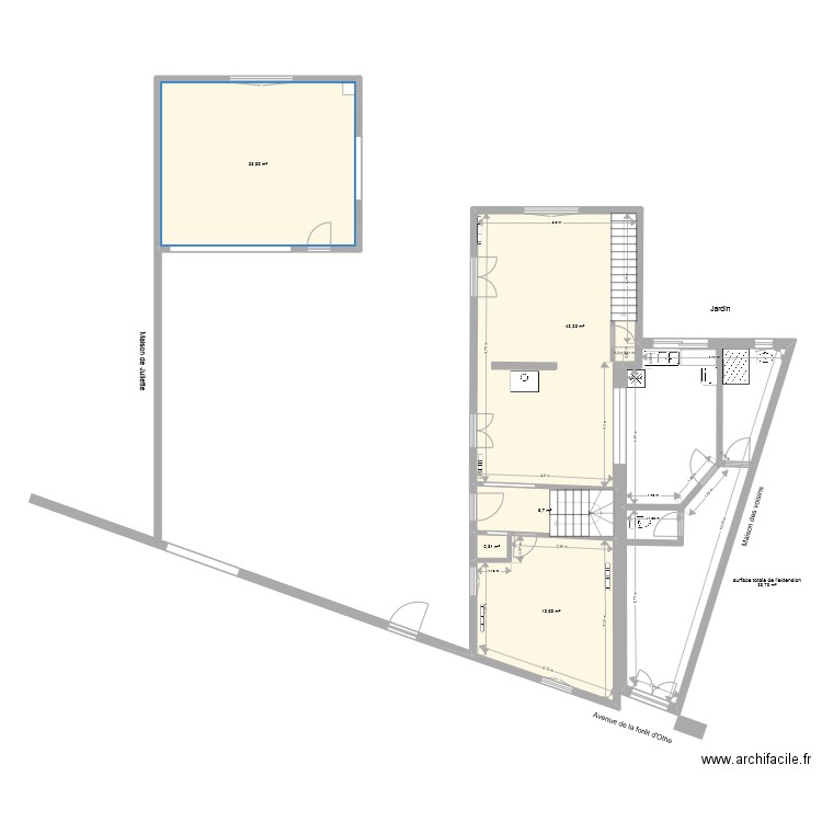 Plan maison avec extension. Plan de 6 pièces et 143 m2
