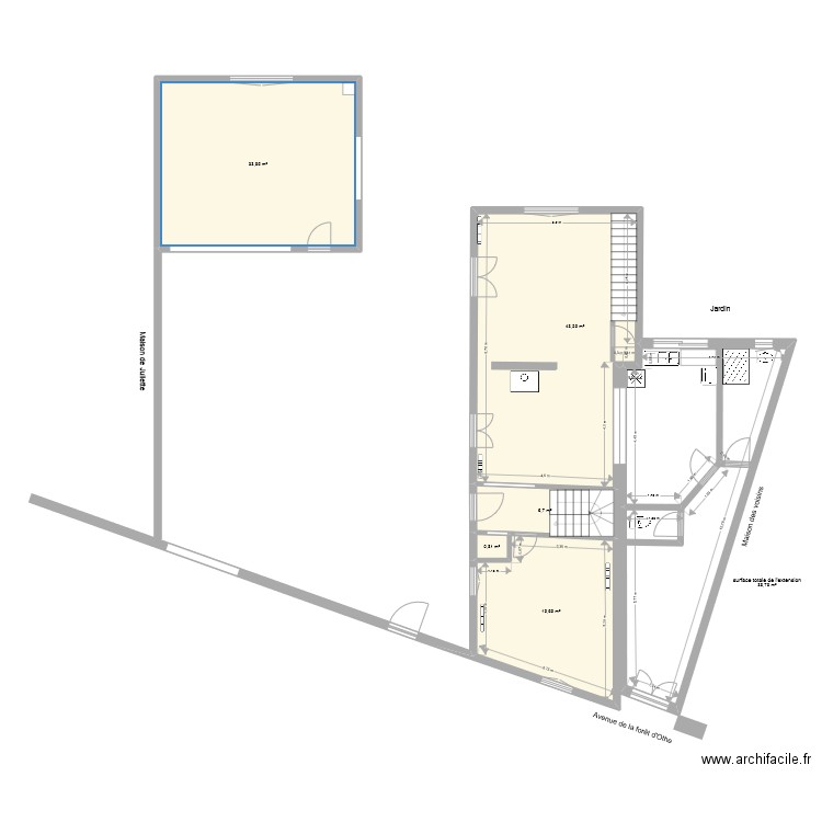 Plan maison avec extension. Plan de 0 pièce et 0 m2