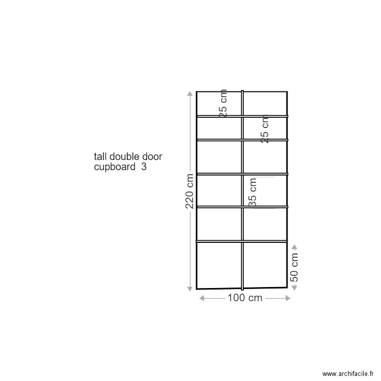 placard. Plan de 1 pièce et 2 m2