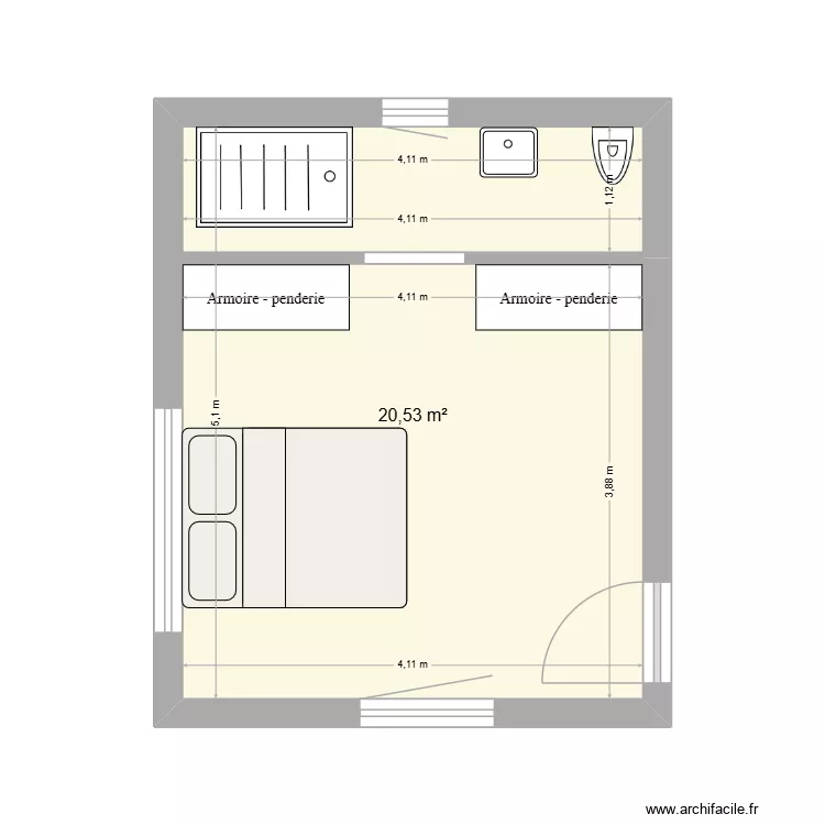 Dumoulin. Plan de 1 Pièce et 21 m² Dumoulin. Plan de 1 Pièce et 21 m²