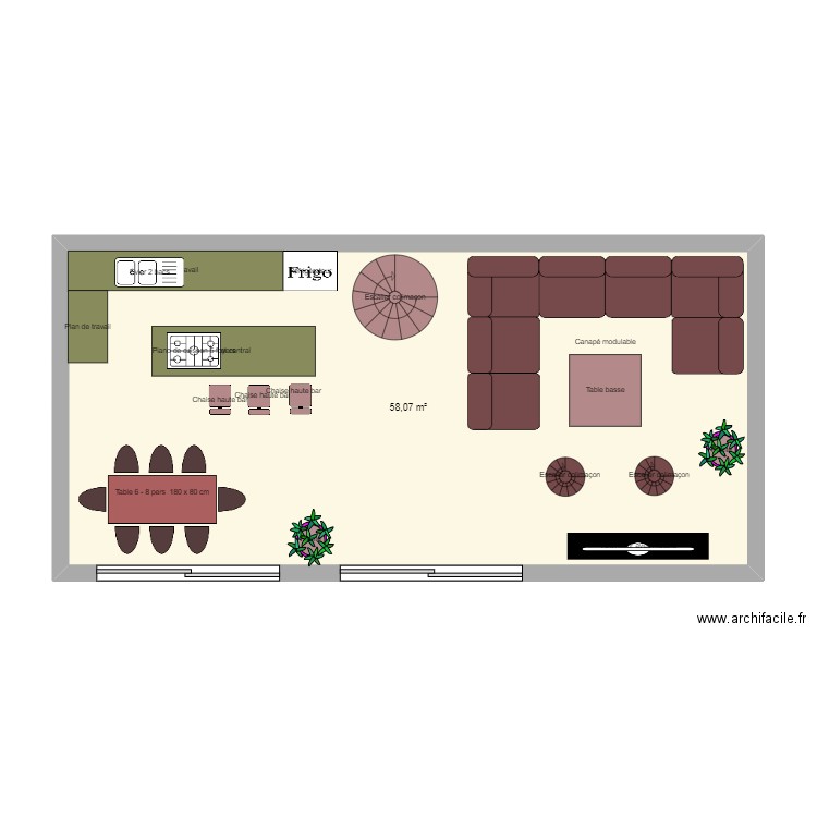 lisa rdc 2. Plan de 1 pièce et 58 m2