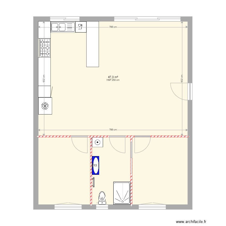 plan terminé. Plan de 4 pièces et 75 m2