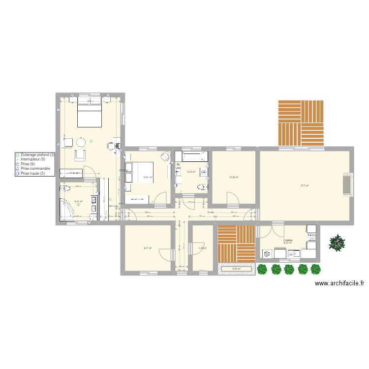 PLAN V2. Plan de 10 pièces et 122 m2