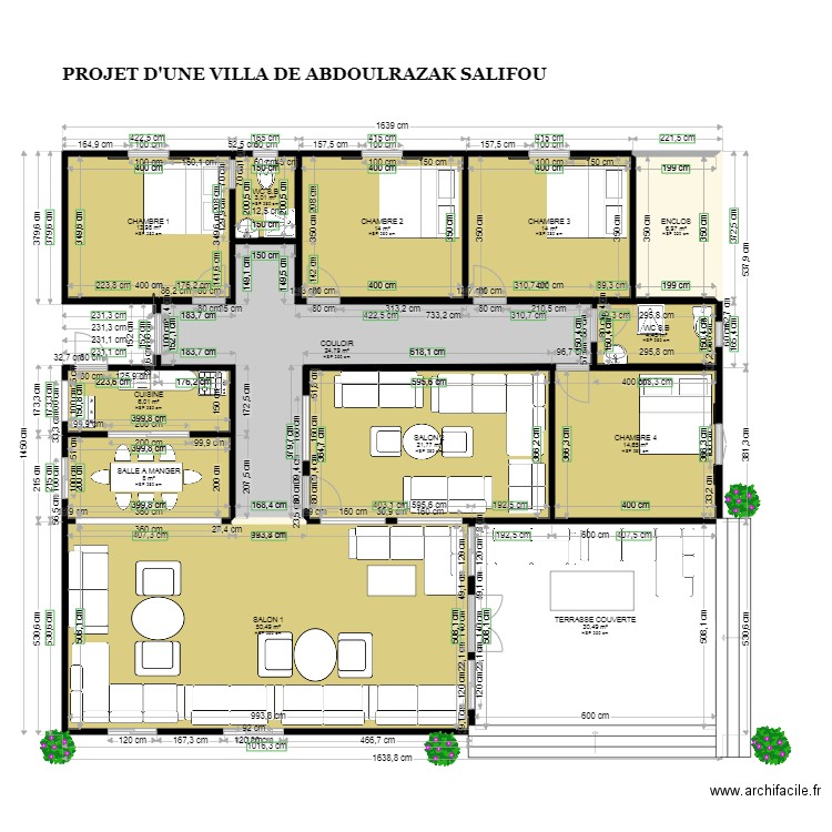 HABITATION. Plan de 13 pièces et 213 m2