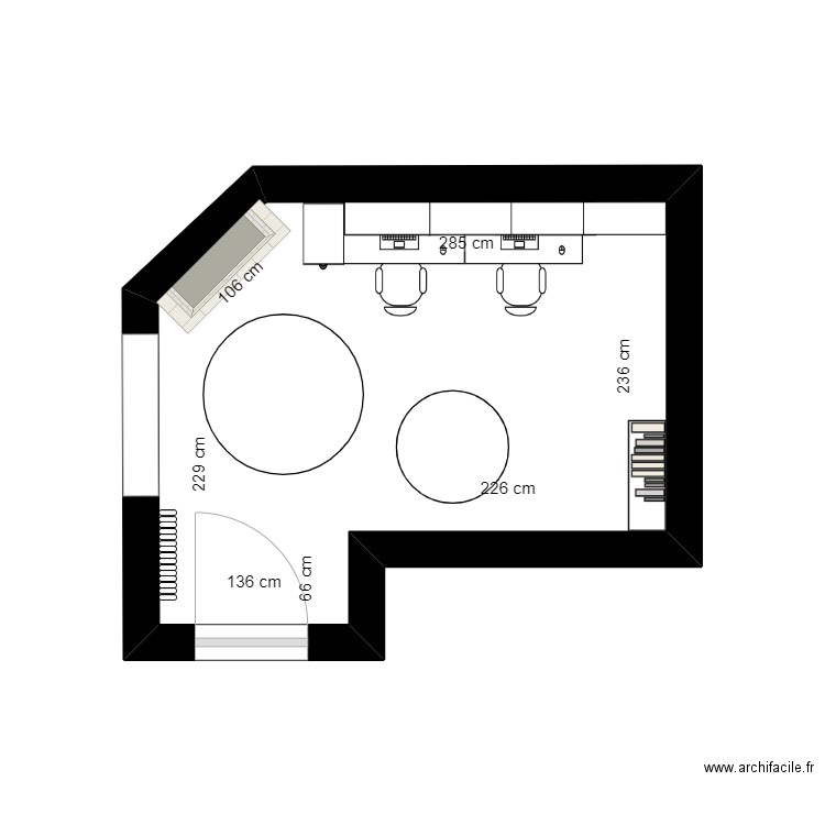 ORSAYFG. Plan de 1 pièce et 9 m2