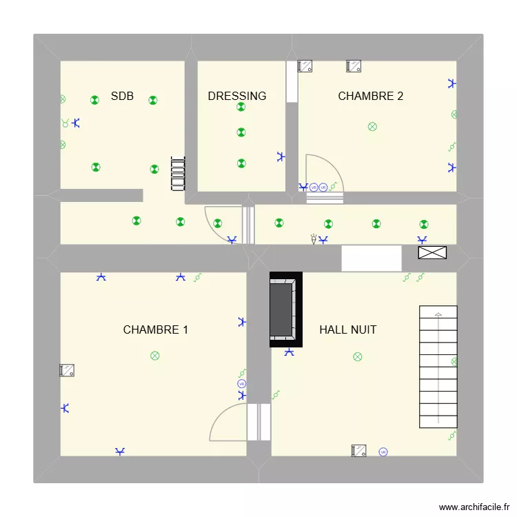 PREMIER ETAGE. Plan de 6 Pièces et 61 m²