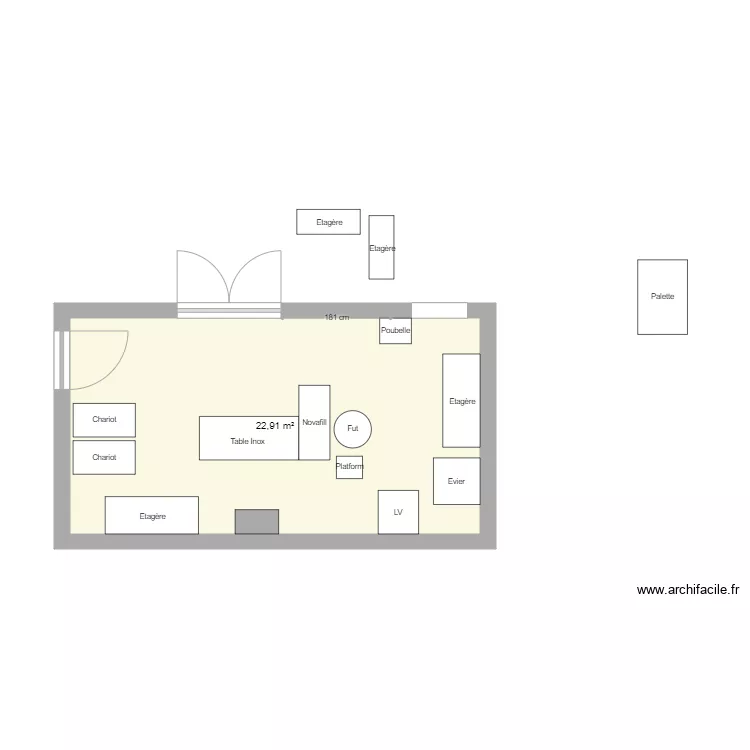 Salle HV version 3 sans mur. Plan de 