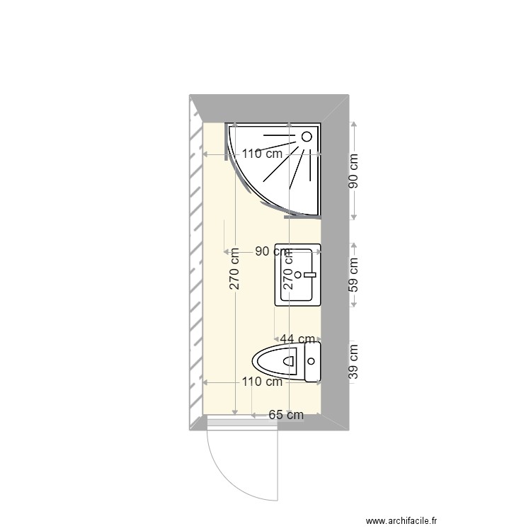 m nicolas. Plan de 1 pièce et 3 m2