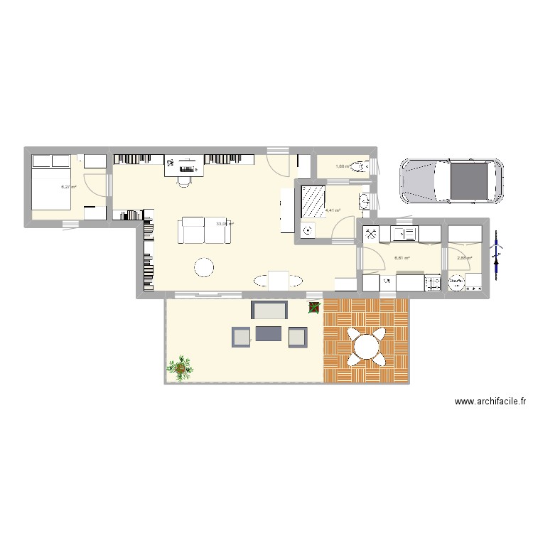 Container 40 feet essai 5. Plan de 7 pièces et 81 m2