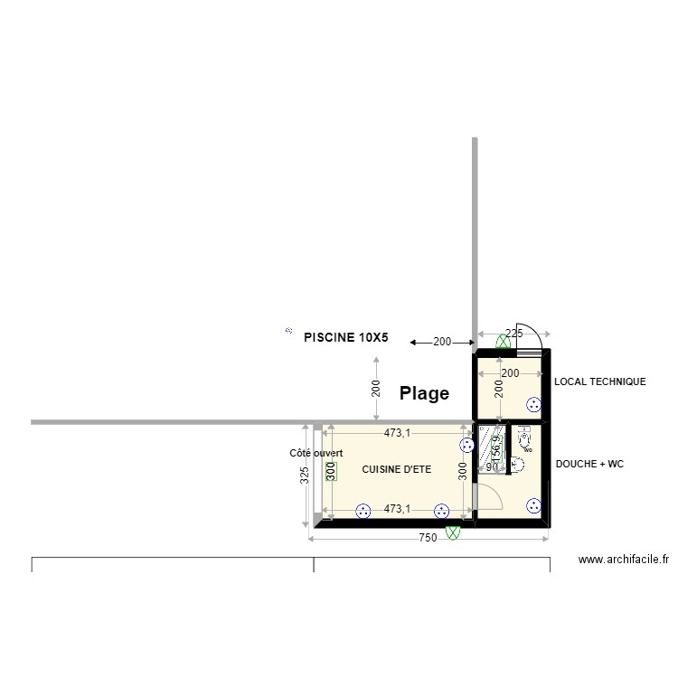 POOL HOUSE. Plan de 0 pièce et 0 m2