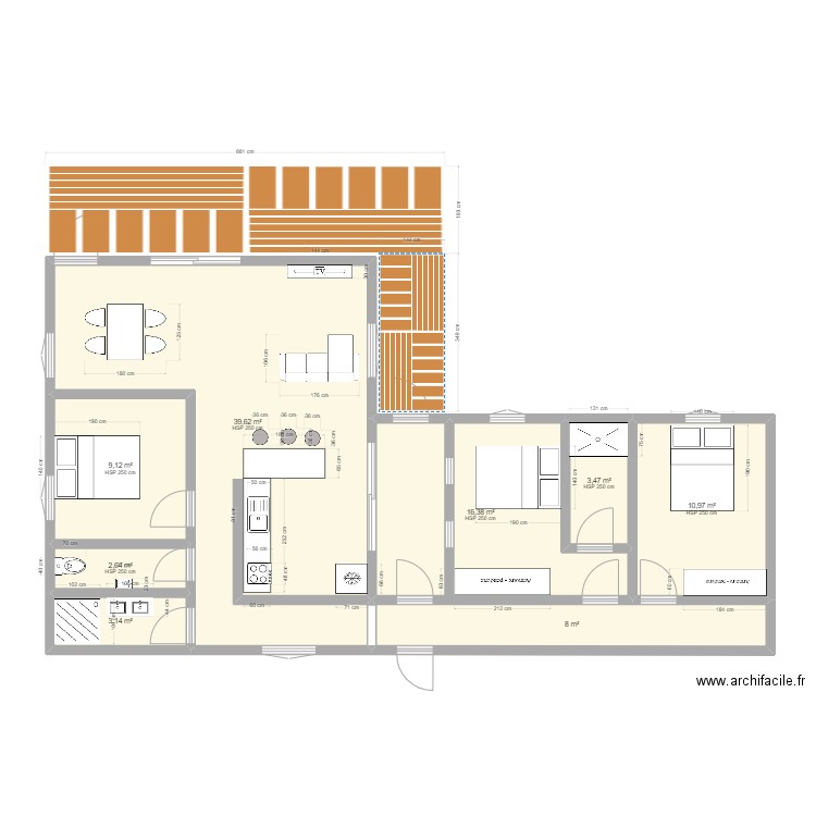 plan 6. Plan de 8 pièces et 93 m2
