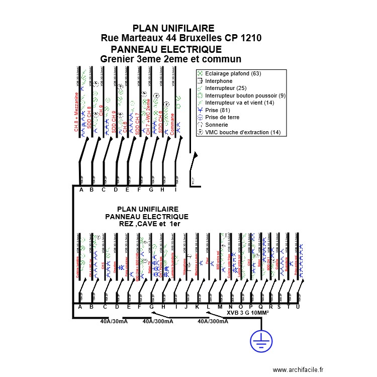 plan unifilaire Marteaux. Plan de 0 pièce et 0 m2