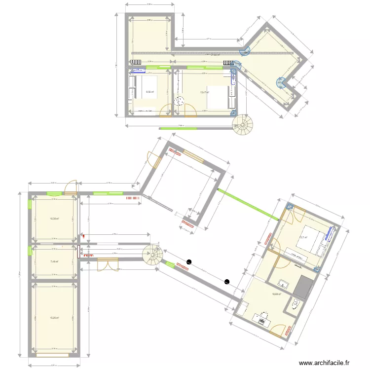 Haut + Terrasse. Plan de 