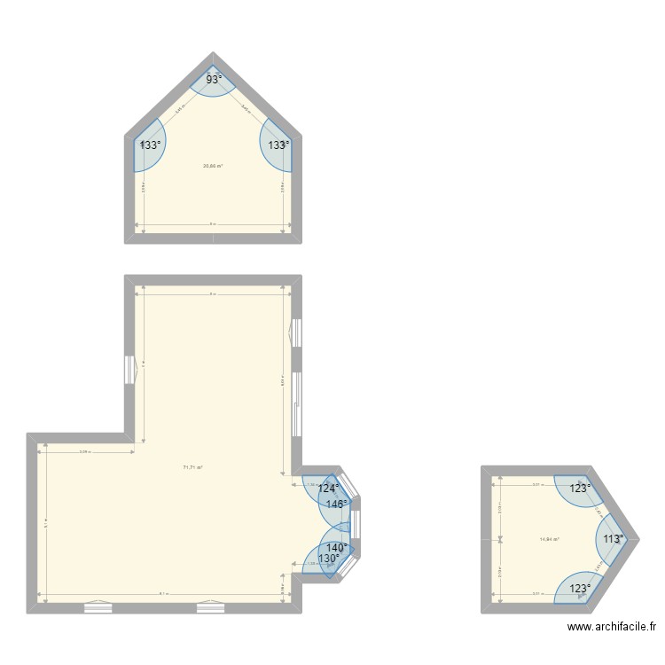 Humblot. Plan de 3 pièces et 108 m2