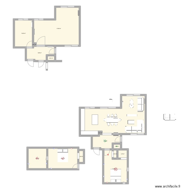 Home4. Plan de 15 pièces et 136 m2