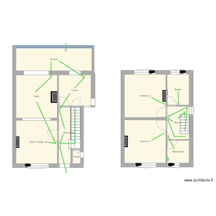 Maison - Elctricité. Plan de 11 pièces et 101 m2