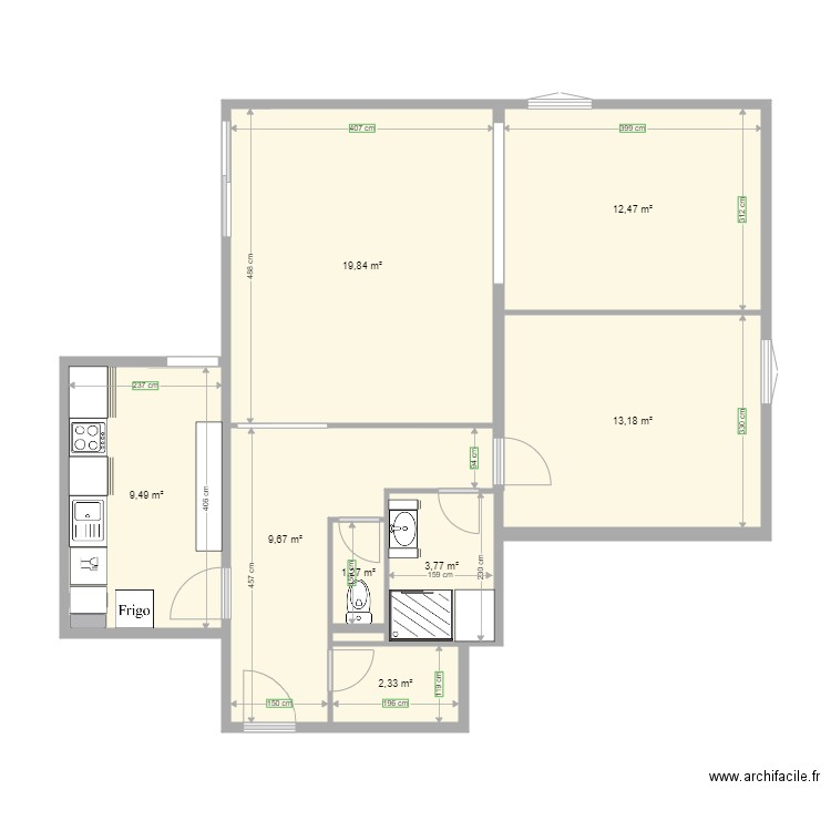 brossier projet . Plan de 9 pièces et 72 m2