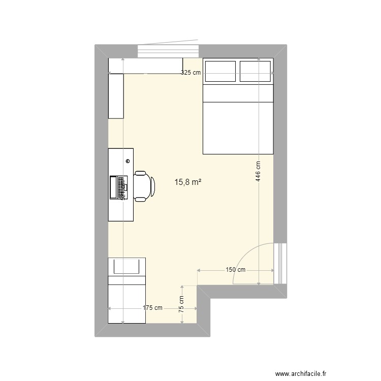 chambre lucie. Plan de 1 pièce et 16 m2