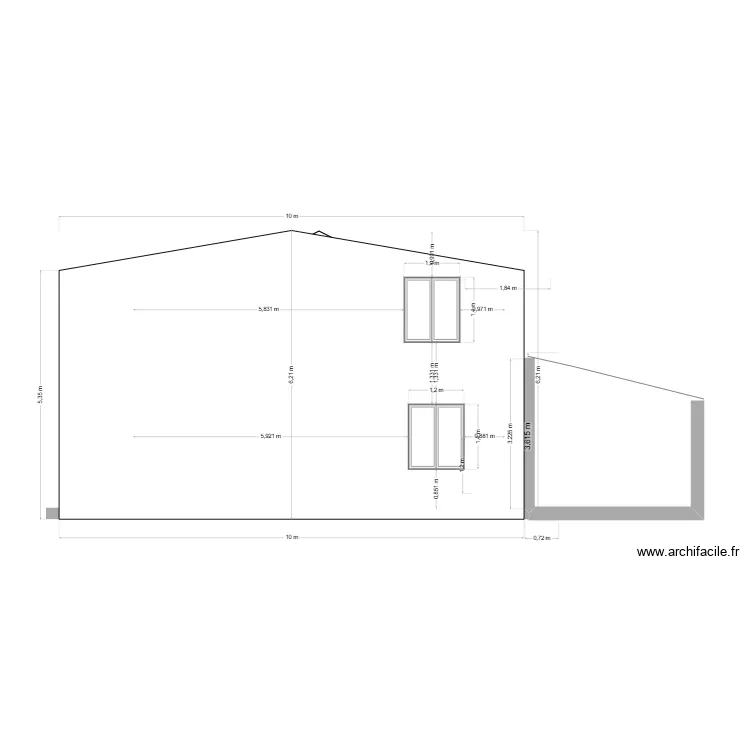 facade bureau. Plan de facade bureau. Plan de