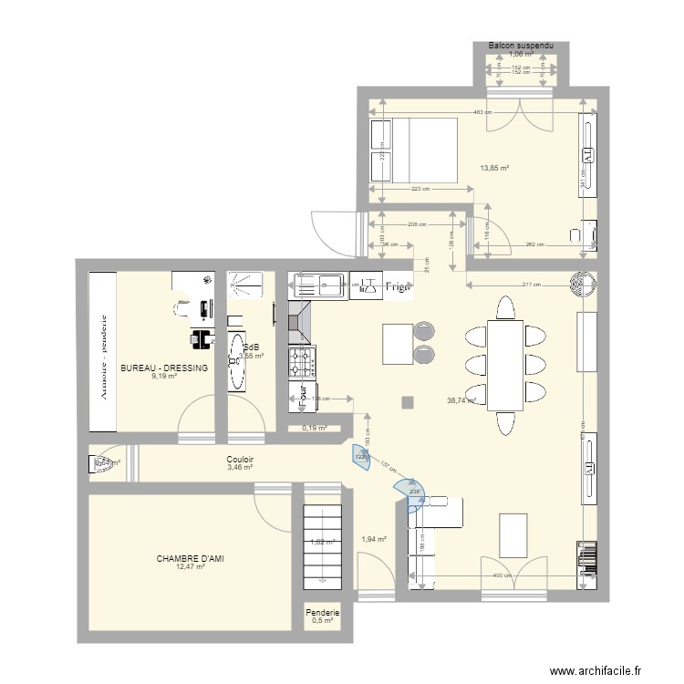 Plan maison SER 2. Plan de 12 pièces et 87 m2