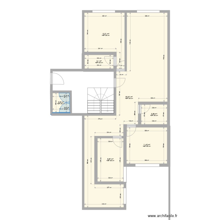 2 Appart. Plan de 7 pièces et 93 m2