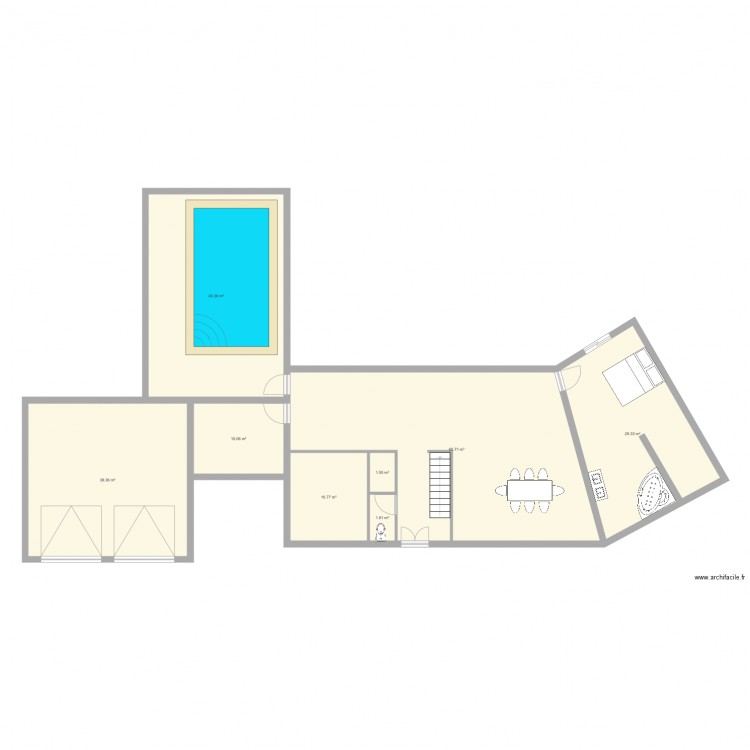 Plan maison avec piscine. Plan de 0 pièce et 0 m2