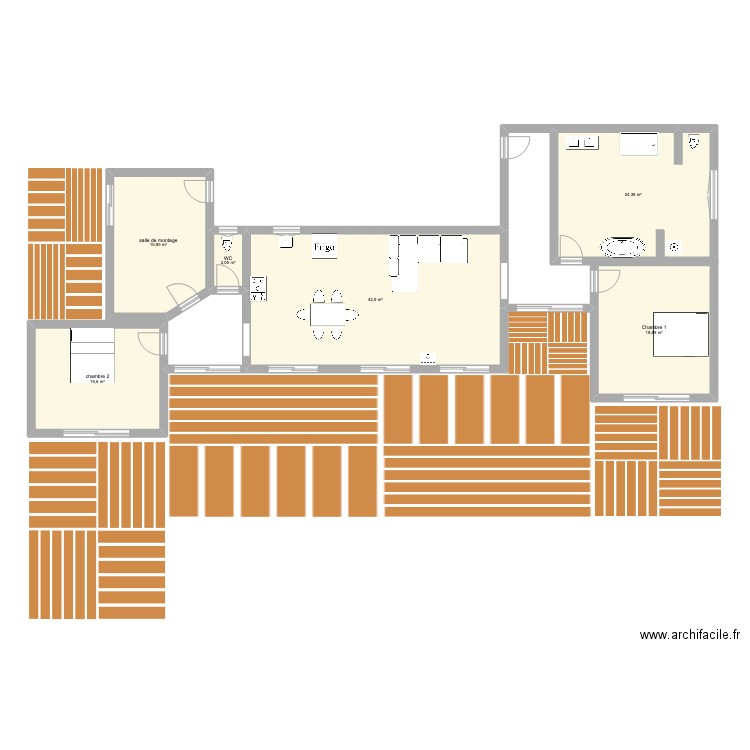 titre. Plan de 6 pièces et 121 m2