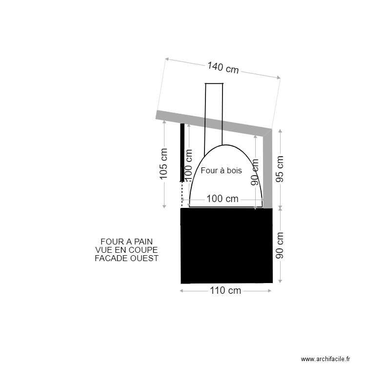 FOUR A PAIN VUE EN COUPE. Plan de 0 pièce et 0 m2