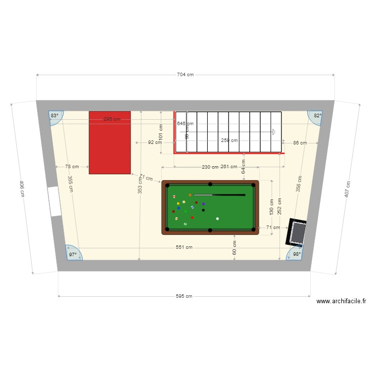 mezzanine billard 230x130 FINAL. Plan de 1 pièce et 21 m2