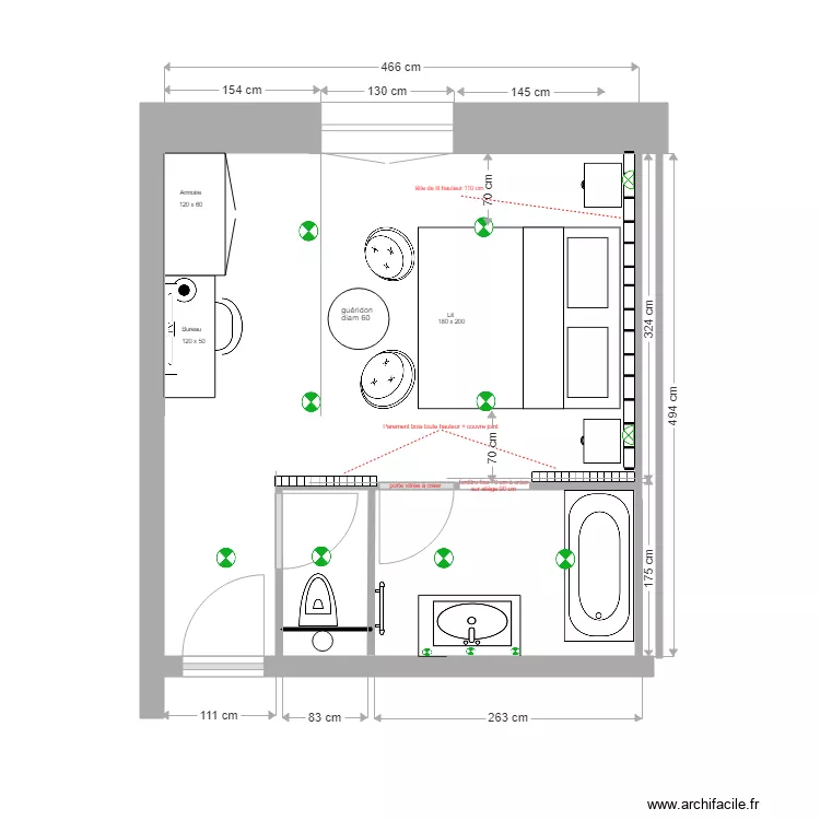 R1     CHAMBRE 21. Plan de 